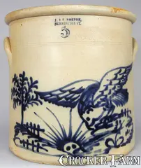 J. & E. Norton, J. & E. NORTON / BENNINGTON, VT. Stoneware Crock w/ Hawk Scene, circa 1855, Stoneware