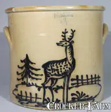 J. & E. NORTON / BENNINGTON, VT. Stoneware Deer Crock by J. & E. Norton, circa 1855, Stoneware, sold May 2007