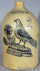 W. H. Farrar, W.H. FARRAR / GEDDES, N.Y. Stoneware Bird Jug, circa 1860, Stoneware