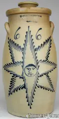 T. Harrington, T. HARRINGTON / LYONS (New York) Stoneware Starface Churn, circa 1860, Stoneware