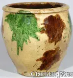 S. BELL & SON / STRASBURG Virginia Multi-Glaze Redware Jar by S. Bell & Son, circa 1890, Redware, sold Nov 2006