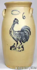 J. Burger Jr, J. BURGER JR. / ROCHESTER, N.Y. Stoneware Churn w/ Turkey, circa 1885, Stoneware