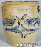 J.B. Pfaltzgraff, J.B. PFALTZGRAFF / YORK, PA Stoneware Birds Crock, circa 1875, Stoneware