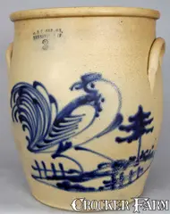 J. & E. Norton, J. & E. NORTON / BENNINGTON, VT Stoneware Crock w/ Rooster, circa 1855, Stoneware