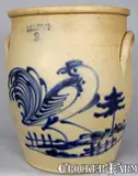 J. & E. NORTON / BENNINGTON, VT Stoneware Crock w/ Rooster by J. & E. Norton, circa 1855, Stoneware, sold Nov 2006