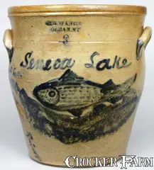 I. H. Wands, I.H. WANDS / OLEAN, NY Seneca Lake Crock, circa 1850, Stoneware