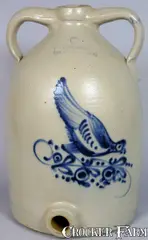 New York Stoneware Co., NEW YORK / STONEWARE CO. Jug Cooler, Chicken Pecking Corn, circa 1870, Stoneware