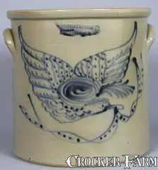 Riedinger & Caire, RIEDINGER & CAIRE / POUGHPEEKSIE, NY Stoneware Crock w/ Eagle & Banner, circa 1870, Stoneware