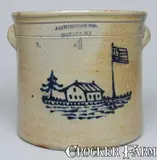 A.O. Whittemore, A.O. WHITTEMORE. / HAVANA. N.Y. Stoneware Crock w/ House, circa 1870, Stoneware