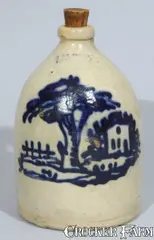J. & E. Norton, J. & E. NORTON / BENNINGTON, VT Stoneware Jug w/ House Scene, circa 1870, Stoneware