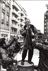 Bruno Barbey, Jean-Paul Sartre at the Renault factory, Bellancourt, France 1968, 1968, Gelatin silver print, printed 1989 on double-weight semi-matte paper