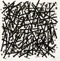 Ohne Titel by Günther Uecker, 1985, Lithografie auf leichtem Karton, sold Dec 2016