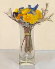 Strohblume by Peter Dreher, Öl auf Malkarton, sold Dec 2016