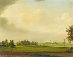 "Eisenbahn" by Theo Champion, 1946, Öl auf Leinwand auf Holz, sold Dec 2016