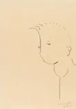 Otto Muehl, Kopf (6.7.85), 1985, Bleistift auf chamoisfarbenem Japan
