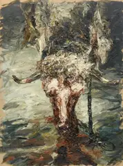 "Schlachthofbild 1/II" by Ralph Fleck, 1983, Öl auf Leinwand, sold Dec 2016
