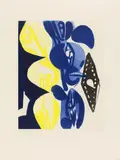 Ernst Wilhelm Nay, Farbaquatinta 1965-4 (Der Mensch), 1965, Farbaquatinta auf ARCHES (Wasserzeichen)
