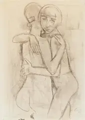 Zwei Freundinnen by Karl Hofer, Kohle auf Velin, sold Jun 2017