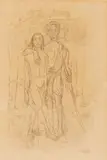 Karl Hofer, Ohne Titel (Zwei Hirten), Bleistift auf Karton