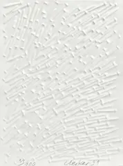 Regen by Günther Uecker, 2001, Prägedruck auf handgeschöpftem Bütten, sold Dec 2016