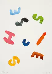 C. O. Paeffgen, Variationen über ein schönes Wort, 1994, Serie von vier Farboffsets auf Büttenkarton