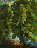 Carlo Mense, Waldlandschaft, Öl auf Holz