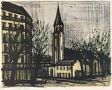 Bernard Buffet, Saint-Germain-des-Près, 1962, Farblithografie auf RIVES (Wasserzeichen)