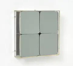 Spiegelobjekt by Adolf Luther, 1969, Vier quadratische, konkave Spiegel auf quadratischem Spiegel auf Holz in Plexiglasrahmen., sold Dec 2016