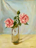 Willy Jaeckel, Zwei Rosen in einer Glasvase