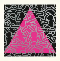 Silence = Death by Keith Haring, 1989, Farbserigrafie auf Karton, sold Nov 2016