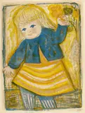 Otto Dix, Bettina (mit Kapuzinerblume), 1953, Farblithografie auf ZERKALL BÜTTEN (Wasserzeichen)