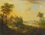 Abendstimmung über einem Flusstal by Christian Georg I Schütz, Öl auf Leinwand, sold Nov 2016