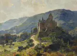 Carl d.J. Jutz, Blick auf Schloss Bürresheim in der Eifel, Öl auf Leinwand