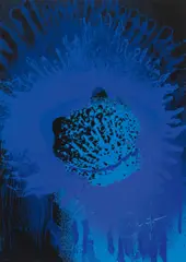 Blue sun by Otto Piene, 1975, Farbserigrafie auf Karton, sold Dec 2016