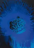 Otto Piene, Blue sun, 1975, Farbserigrafie auf Karton