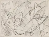 Ernst Wilhelm Nay, Liegende, 1950, Bleistiftzeichnung auf dünnem Papier