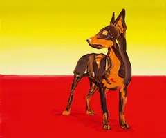 Ohne Titel (Pincher) by Cornelius Völker, 1999, Öl auf Leinwand, sold Dec 2016
