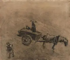 Otto Pankok, Landregen, 1928, Kohlezeichnung, laviert auf Karton