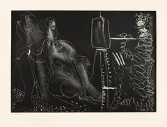 Dans l'atelier by Pablo Picasso, 1966, Aquatintaradierung auf BFK Rives, sold Dec 2016