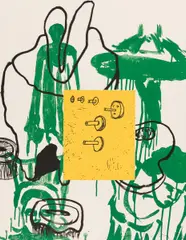 Lively Iris by David Salle, 1992, Kassette mit sechs Farblithografien auf Arches, sold Dec 2016