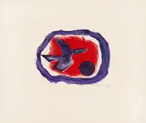Georges Braque, Oiseau sur fond carmin (Oiseau XIV), Farbradierung auf BFK RIVES (Wasserzeichen)