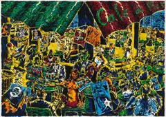 Café de Flore by Jörg Immendorff, 1991, Farbserigraphie auf leichtem Karton, sold Nov 2016