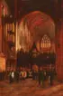 William H. Parkinson, Interior Cathedral Scene with Procession, Oil on canvas