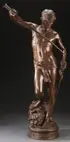Antoine Mercier, David Vainqueur de Goliath, Bronze with brown patina