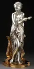 Auguste Joseph Peiffer, A Vestal Virgin, Bronze with silver and gold patina