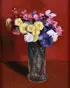 Aristide Capelle, Bouquet of Flowers in a Cut Glass Vase, Oil on artist board