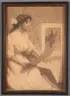 Charles Dana Gibson, A Young Woman Viewing a Folio of Prints, Charcoal on paper