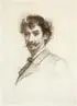 Paul Adolphe Rajon, Portrait of James Abbott McNeil Whistler, Lithograph on laid paper with partial National watermark
