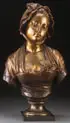 Eugène Laurent, Bust of a Young Maiden, Bronze with brown patina