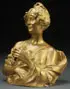 Léopold Savine, Woman Holding Bouquet of Flowers, Bronze with gold patina